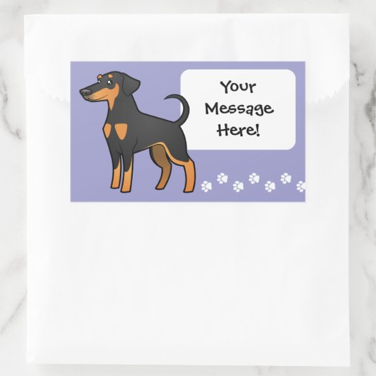 Cartoon Doberman Pinscher (Diskettenohren) Rechteckiger Aufkleber (Tasche)