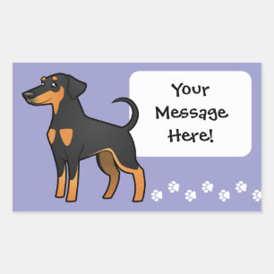Cartoon Doberman Pinscher (Diskettenohren) Rechteckiger Aufkleber