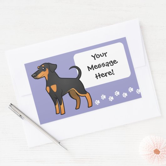 Cartoon Doberman Pinscher (Diskettenohren) Rechteckiger Aufkleber (Umschlag)