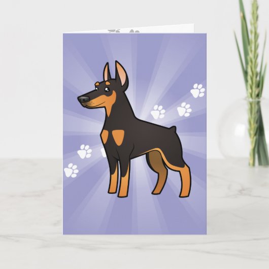 Cartoon Doberman Pinscher (spitze Ohren) Karte (Vorderseite)