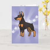 Cartoon Doberman Pinscher (spitze Ohren) Karte (Gelbe Blume)