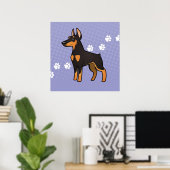 Cartoon Doberman Pinscher (spitze Ohren) Poster (Heimbüro)