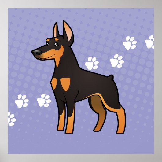 Cartoon Doberman Pinscher (spitze Ohren) Poster (Vorne)