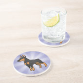 Cartoon-DobermannPinscher (spitze Ohren) Untersetzer (Seite)