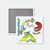 Cartoon Dog Agility Magnet (Vorderseite/Rückseite)