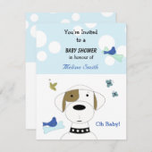 Cartoon Dog Babydusche Einladung (Vorne/Hinten)