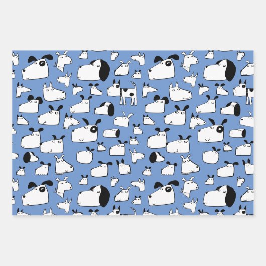 Cartoon Dog Blue Geschenkpapier Set (Vorderseite)