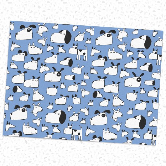 Cartoon Dog Blue Seidenpapier