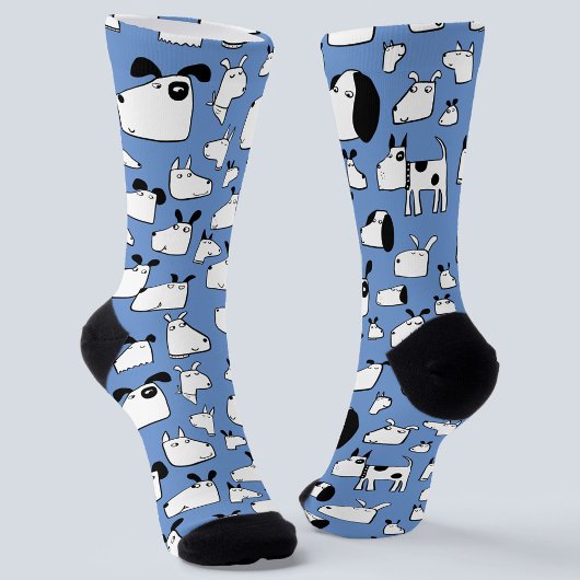 Cartoon Dog Blue Socken