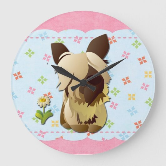 Cartoon Dog Clock Große Wanduhr (Vorderseite)