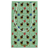 Cartoon Dog - Dackel Black und Tan Tiled Kleine Geschenktüte (Vorderseite)