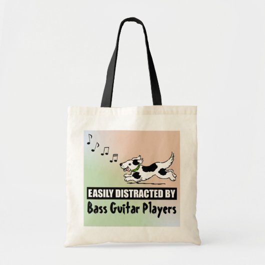 Cartoon Dog Distracted by Bass Gitarrenspieler Tragetasche (Vorne)