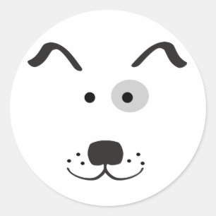 Cartoon Dog Face Illustration Runder Aufkleber