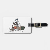 Cartoon Dog geknallt um den Pole mit Leine Gepäckanhänger (Vorderseite horizontal)