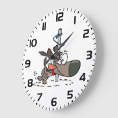 Cartoon Dog geknallt um den Pole mit Leine Große Wanduhr (Winkel)
