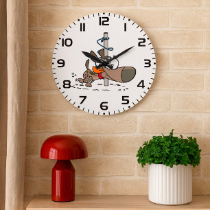 Cartoon Dog geknallt um den Pole mit Leine Große Wanduhr