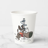 Cartoon Dog geknallt um den Pole mit Leine Pappbecher (Vorderseite)