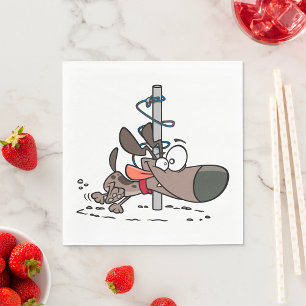 Cartoon Dog geknallt um den Pole mit Leine Serviette