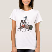 Cartoon Dog geknallt um den Pole mit Leine T-Shirt (Vorderseite)