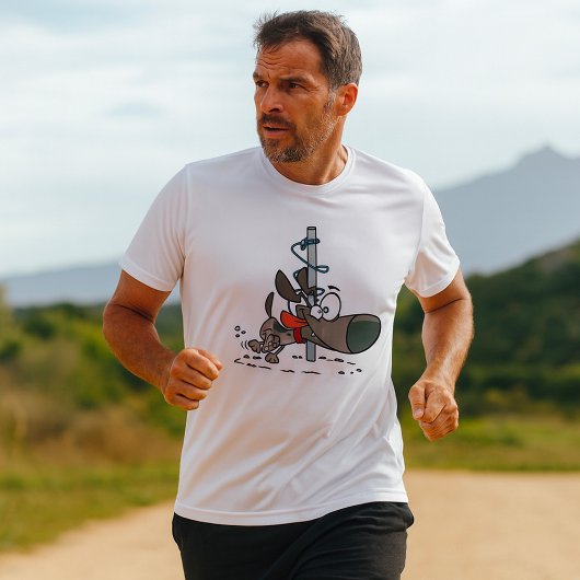 Cartoon Dog geknallt um den Pole mit Leine T-Shirt