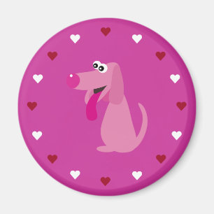 Cartoon Dog & Hearts Pink-Wohltätigkeit individuel Magnet