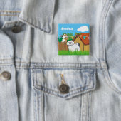 Cartoon Dog House Nachbarn Personalisiert Button (Beispiel)