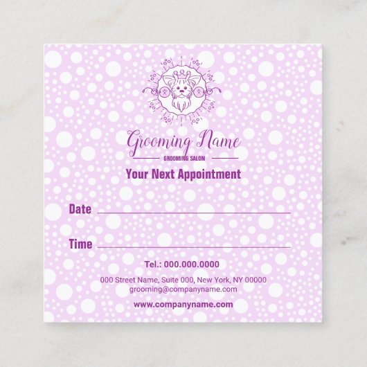 Cartoon Dog Illustration für das Grooming Terminkarte (Rückseite)