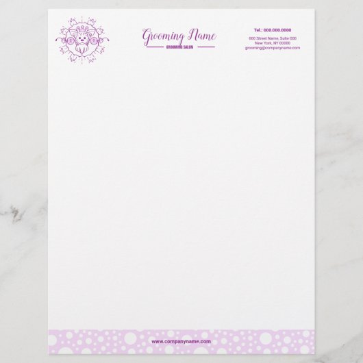 Cartoon Dog Illustration zum Grooming Briefbogen (Vorderseite)