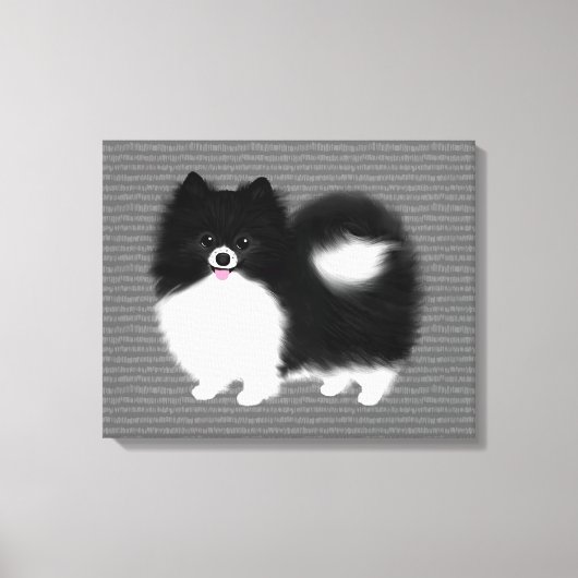 Cartoon Dog in Schwarz/Weiß-Spitz Leinwanddruck (Vorderseite)