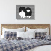 Cartoon Dog in Schwarz/Weiß-Spitz Leinwanddruck (Insitu (Schlafzimmer))