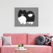 Cartoon Dog in Schwarz/Weiß-Spitz Leinwanddruck (Insitu (Wohnzimmer))