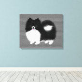 Cartoon Dog in Schwarz/Weiß-Spitz Leinwanddruck (Insitu (Holzboden))