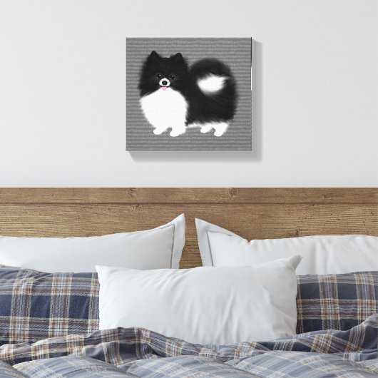 Cartoon Dog in Schwarz/Weiß-Spitz Leinwanddruck (Insitu (Schlafzimmer))