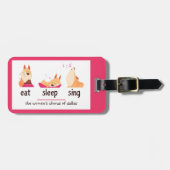 Cartoon Dog isst Sleep Sing Gepäckanhänger (Vorderseite horizontal)