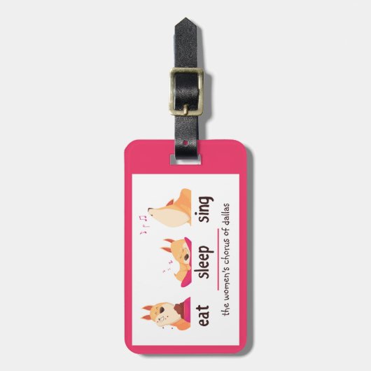 Cartoon Dog isst Sleep Sing Gepäckanhänger (Vorderseite vertikal)