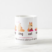 Cartoon Dog isst Sleep Sing Kaffeetasse (Mittel)