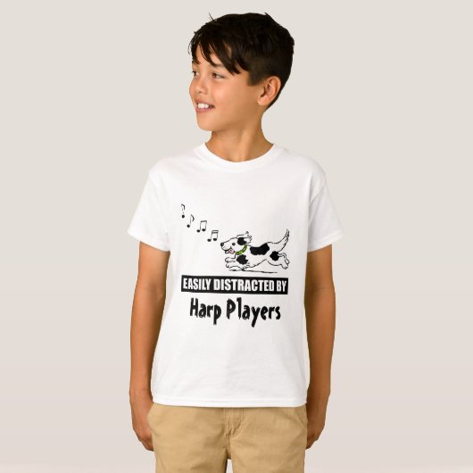 Cartoon Dog leicht von Harp Players abgelenkt T-Shirt (Vorne ganz)
