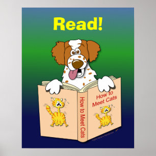 Cartoon Dog Lektüre der Sonnenschule Poster