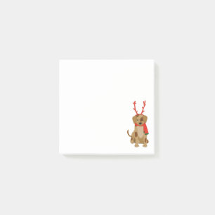 Cartoon Dog mit Antlern und Scarf Post-it Klebezettel