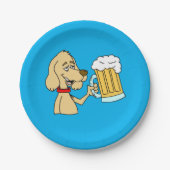 Cartoon Dog mit Bier Pappteller (Vorderseite)