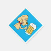 Cartoon Dog mit Bier-Party Serviette (Ecke)