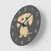 Cartoon Dog mit glatter Dackel Runde Wanduhr (Winkel)