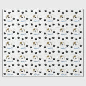 Cartoon Dog mit Paw Prints Geschenkpapier (Flach)
