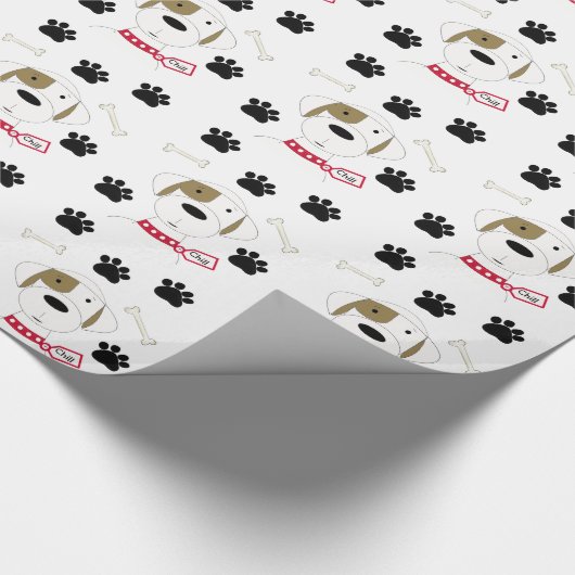 Cartoon Dog mit Paw Prints Geschenkpapier (Ecke)