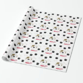 Cartoon Dog mit Paw Prints Geschenkpapier (Ungerollt)