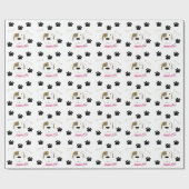 Cartoon Dog mit Paw Prints Geschenkpapier (Flach)