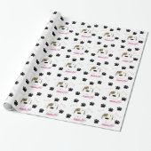 Cartoon Dog mit Paw Prints Geschenkpapier (Ungerollt)