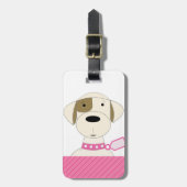 Cartoon Dog mit rosa Collar Gepäckanhänger (Vorderseite vertikal)