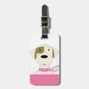 Cartoon Dog mit rosa Collar Gepäckanhänger