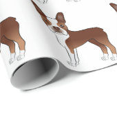 Cartoon Dog Muster Red and White Boston Terrier Geschenkpapier (Rolleneckpunkt)